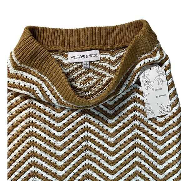 Willow & Wind Size Small Tight Knit Crochet Tan and With Skirt Boho NWT Slit Leg - Picture 6 of 11